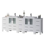 Sydney 84 Inch Vanity with Ceramic Double Sinks - White