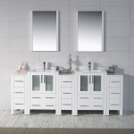 Sydney 84 Inch Vanity with Ceramic Double Sinks - White