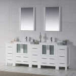 Sydney 84 Inch Vanity with Ceramic Double Sinks - White