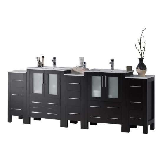 Sydney 84 Inch Vanity with Ceramic Double Sinks - Espresso