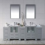 Sydney 84 Inch Vanity with Ceramic Double Sinks - Metal Gray