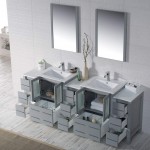 Sydney 84 Inch Vanity with Ceramic Double Sinks - Metal Gray