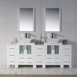 Sydney 84 Inch Vanity with Ceramic Double Vessel Sinks - White