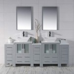 Sydney 84 Inch Vanity with Ceramic Double Vessel Sinks - Metal Gray