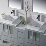 Sydney 84 Inch Vanity with Ceramic Double Vessel Sinks - Metal Gray