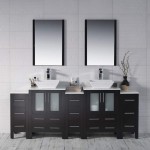 Sydney 84 Inch Vanity with Ceramic Double Vessel Sinks & Mirrors - Espresso