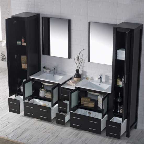 Sydney 102 Inch Vanity with Ceramic Double Sinks - Espresso