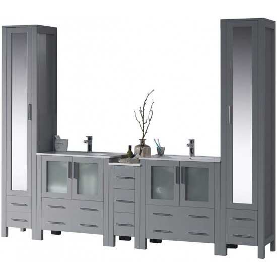 Sydney 102 Inch Vanity with Ceramic Double Sinks - Metal Gray