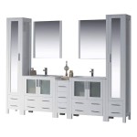 Sydney 102 Inch Vanity with Ceramic Double Sinks & Mirrors - White