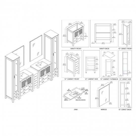 Sydney 102 Inch Vanity with Ceramic Double Sinks & Mirrors - White