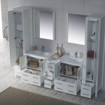 Sydney 102 Inch Vanity with Ceramic Double Sinks & Mirrors - White