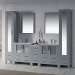 Sydney 102 Inch Vanity with Ceramic Double Sinks & Mirrors - Metal Gray