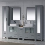 Sydney 102 Inch Vanity with Ceramic Double Vessel Sinks & Mirrors - Metal Gray