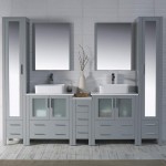 Sydney 102 Inch Vanity with Ceramic Double Vessel Sinks & Mirrors - Metal Gray