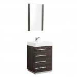 Barcelona 24 Inch Vanity with Acrylic Sink & Mirror - Dark Oak
