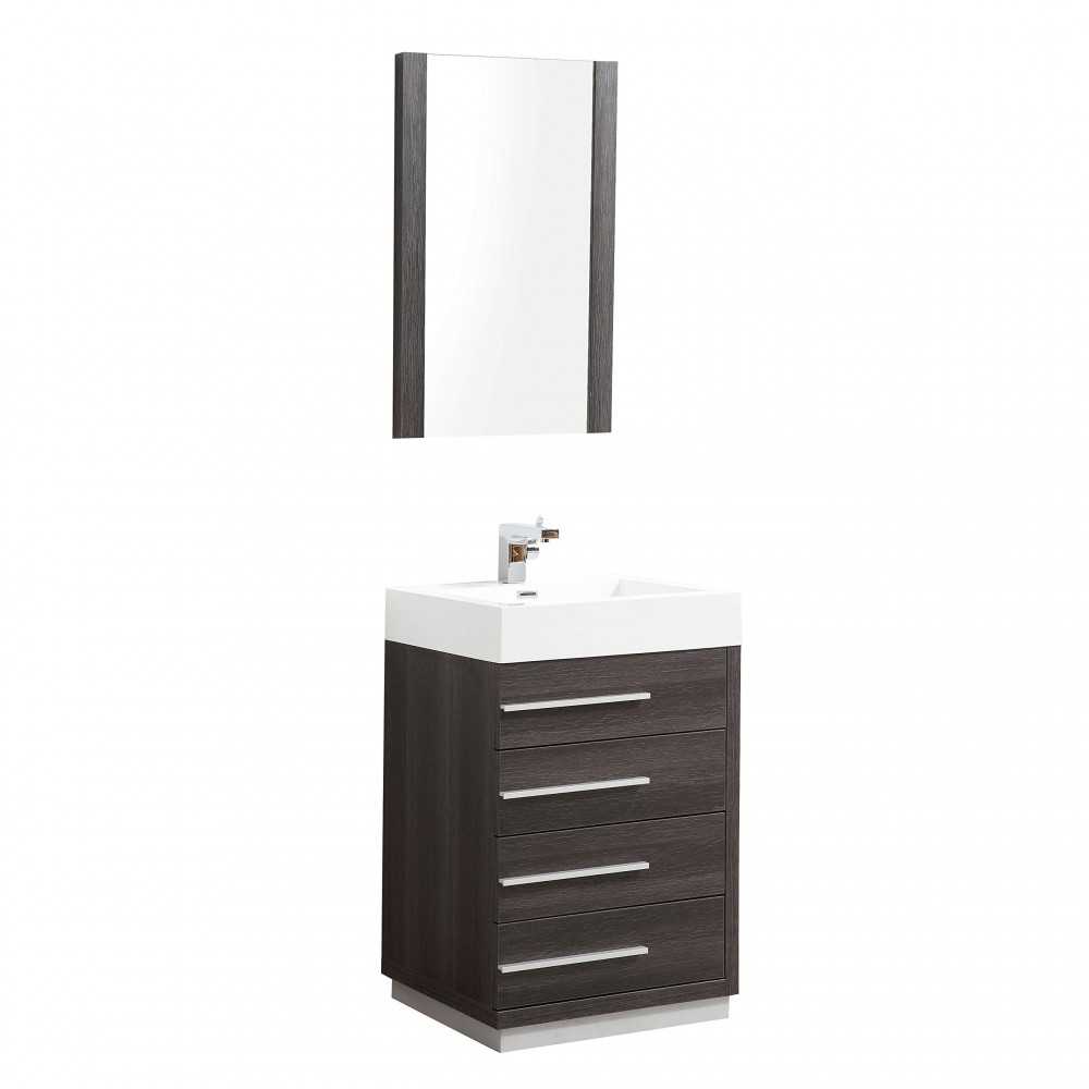 Barcelona 24 Inch Vanity with Acrylic Sink & Mirror - Dark Oak
