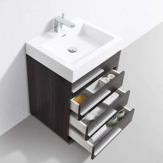 Barcelona 24 Inch Vanity with Acrylic Sink & Mirror - Dark Oak