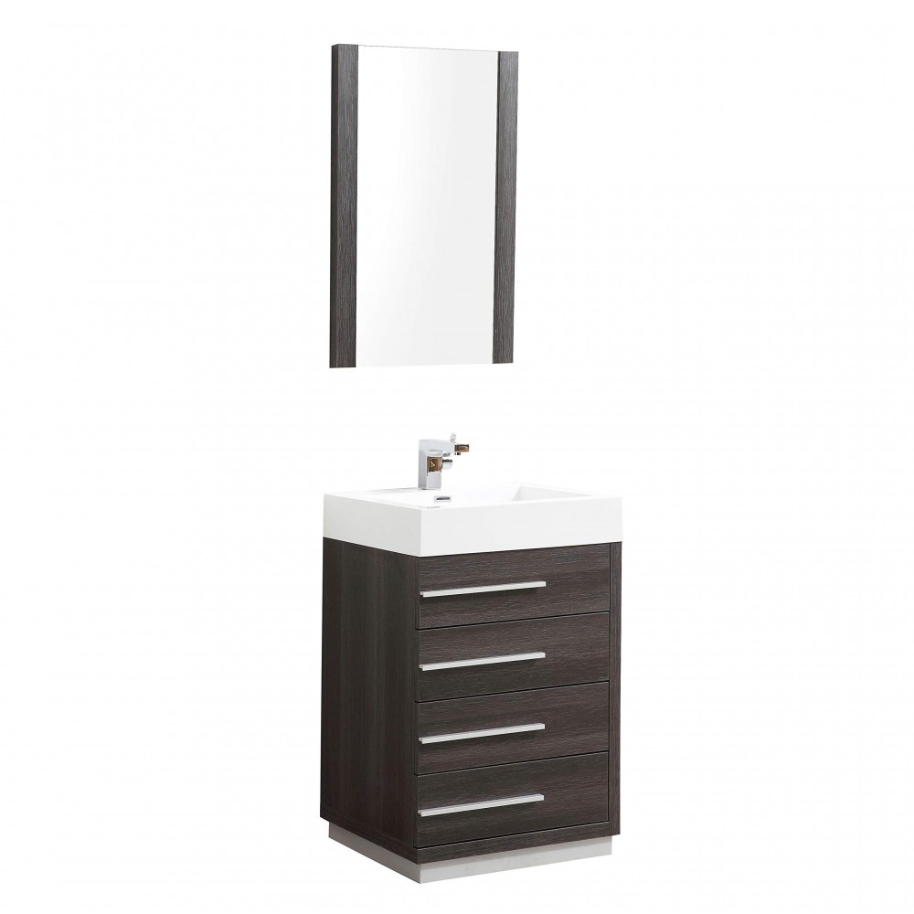 Barcelona 30 Inch Vanity with Acrylic Sink & Mirror - Dark Oak