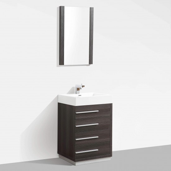 Barcelona 30 Inch Vanity with Acrylic Sink & Mirror - Dark Oak
