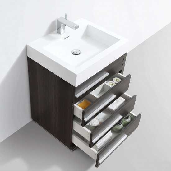 Barcelona 30 Inch Vanity with Acrylic Sink & Mirror - Dark Oak