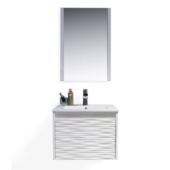 Paris 24 Inch Vanity with Ceramic Sink & Mirror - White