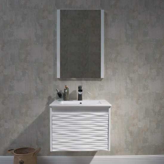 Paris 24 Inch Vanity with Ceramic Sink & Mirror - White
