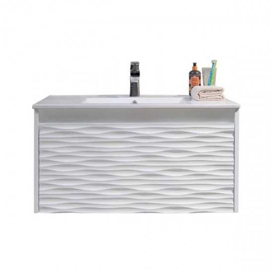Paris 36 Inch Vanity with Ceramic Sink - White