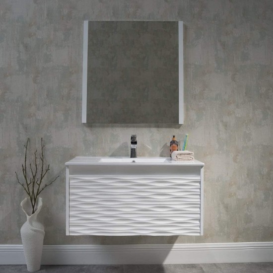 Paris 36 Inch Vanity with Ceramic Sink - White