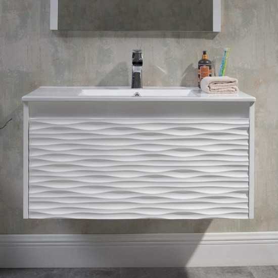 Paris 36 Inch Vanity with Ceramic Sink - White