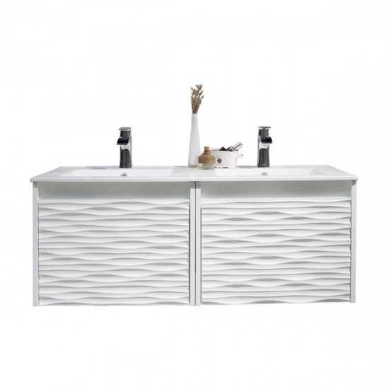 Paris 48 Inch Vanity with Ceramic Double Sinks - White