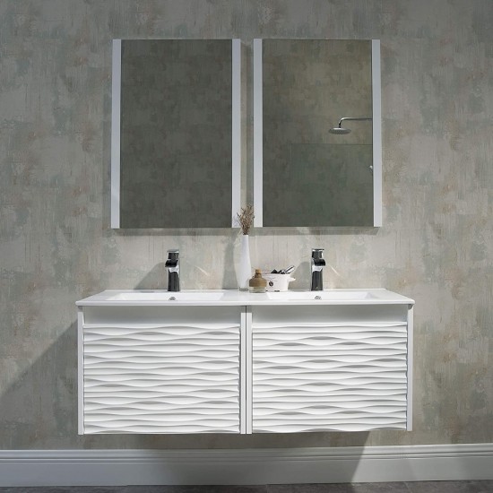 Paris 48 Inch Vanity with Ceramic Double Sinks - White