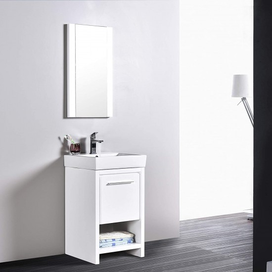 Milan 20 Inch Vanity with Ceramic Sink & Mirror - White