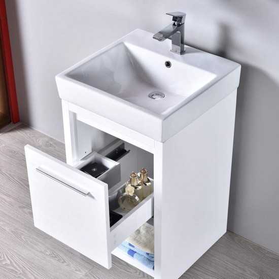 Milan 20 Inch Vanity with Ceramic Sink & Mirror - White