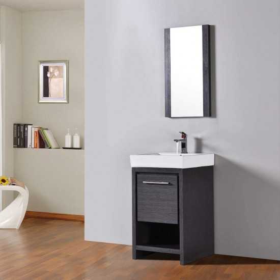 Milan 20 Inch Vanity with Ceramic Sink & Mirror - Silver Grey