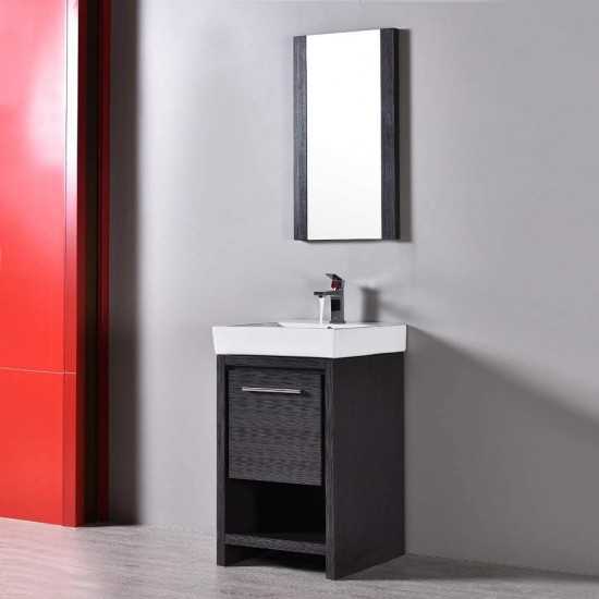 Milan 20 Inch Vanity with Ceramic Sink & Mirror - Silver Grey