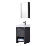 Milan 20 Inch Vanity with Ceramic Sink & Mirrored Medicine Cabinet - Silver Grey