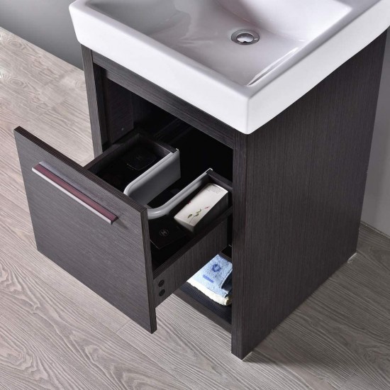 Milan 20 Inch Vanity with Ceramic Sink & Mirrored Medicine Cabinet - Silver Grey