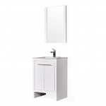 Milan 24 Inch Vanity with Ceramic Sink & Mirror - White