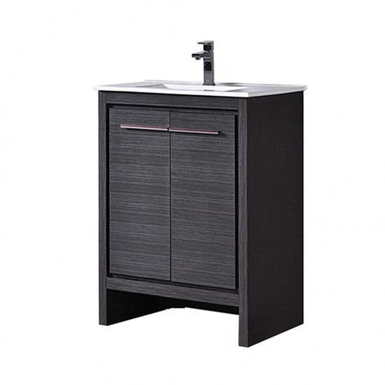 Milan 24 Inch Vanity with Ceramic Sink - Silver Grey