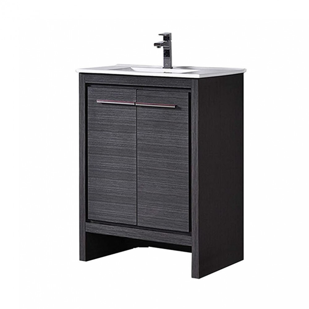 Milan 24 Inch Vanity with Ceramic Sink - Silver Grey