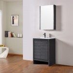 Milan 24 Inch Vanity with Ceramic Sink & Mirrored Medicine Cabinet - Silver Grey
