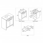 Milan 30 Inch Vanity with Ceramic Sink - White
