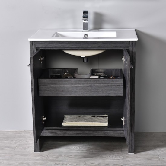 Milan 30 Inch Vanity Base Only - Silver Grey