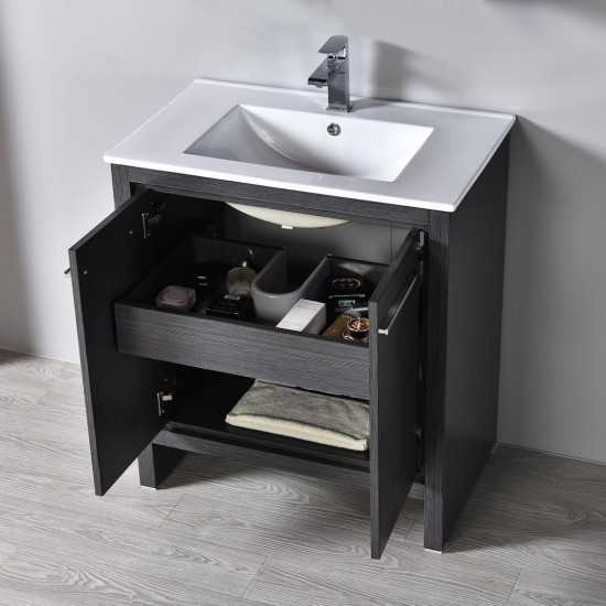 Milan 30 Inch Vanity Base Only - Silver Grey