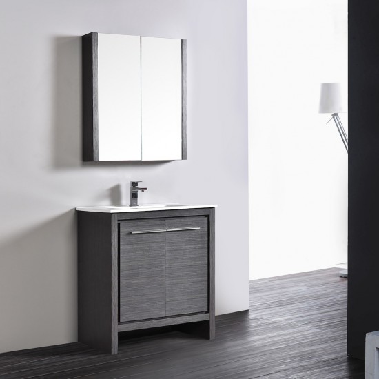 Milan 30 Inch Vanity Base Only - Silver Grey