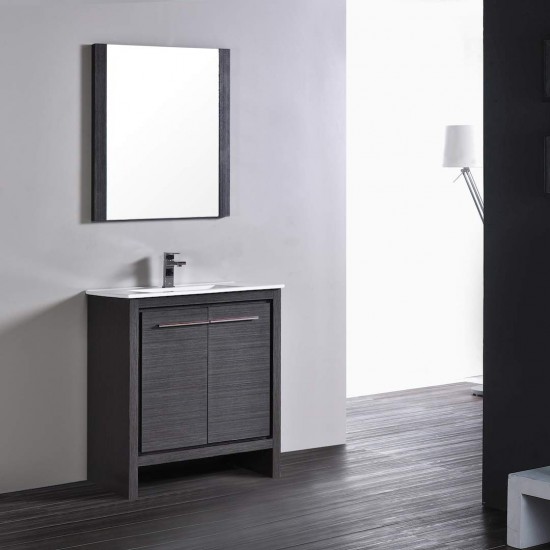 Milan 30 Inch Vanity with Ceramic Sink - Silver Grey