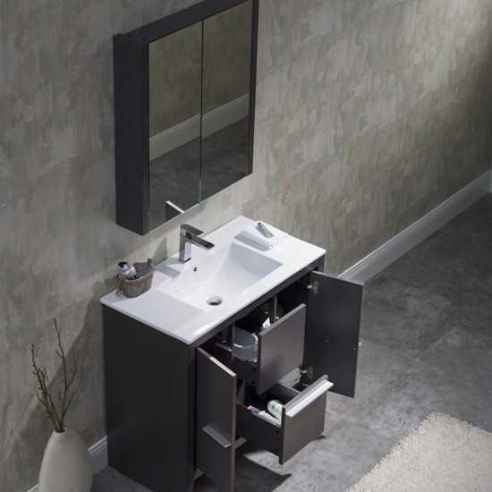 Milan 36 Inch Vanity Base Only - Silver Grey