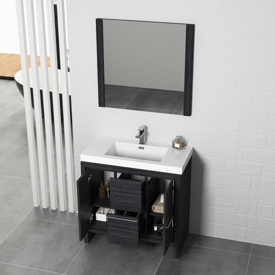 Milan 36 Inch Vanity Base Only - Silver Grey