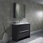 Milan 36 Inch Vanity with Ceramic Sink & Mirrored Medicine Cabinet - Silver Grey