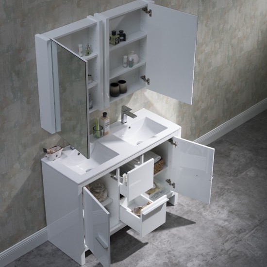 Milan 48 Inch Vanity Base Only - White